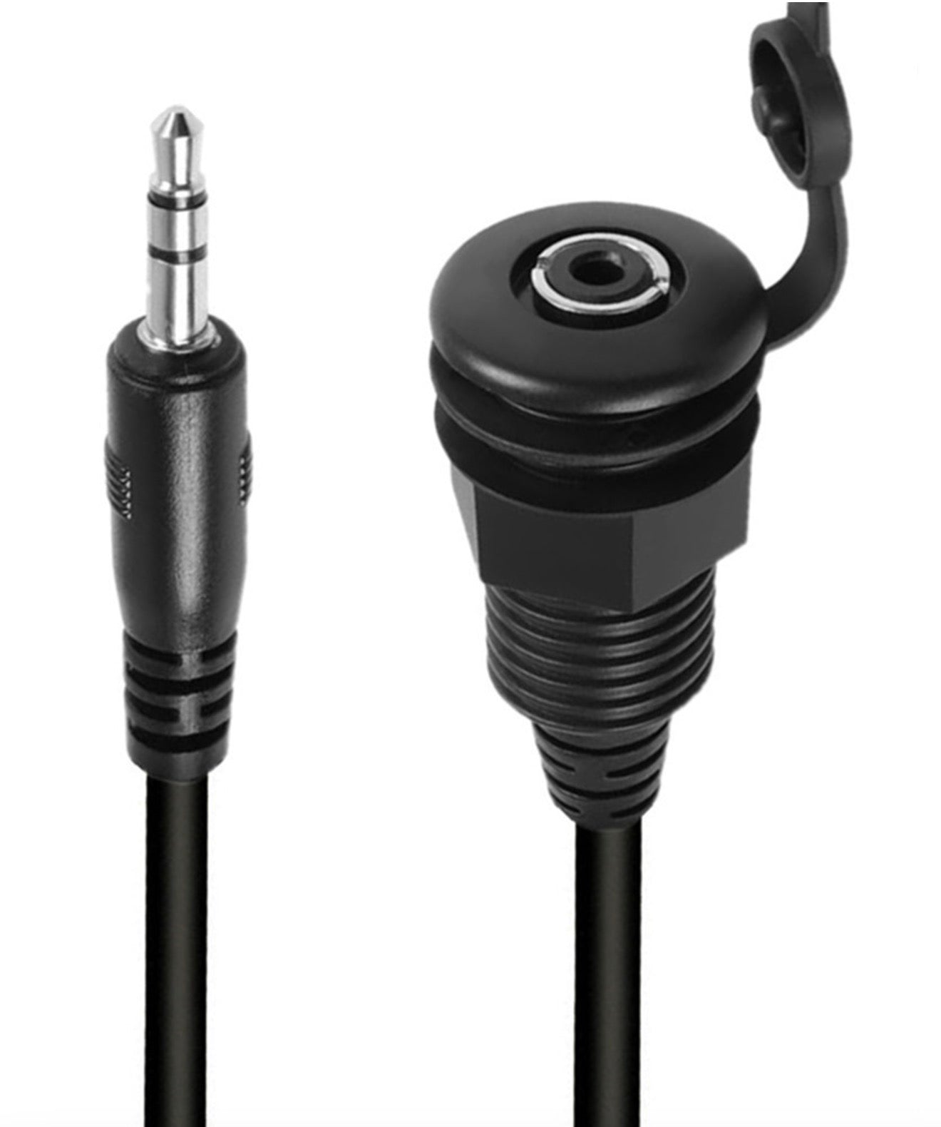 3.5mm TRS Threaded Fixed Waterproof Cable, 1/8 Male to Female Embedded Mount Stereo Headphone Mount Cable