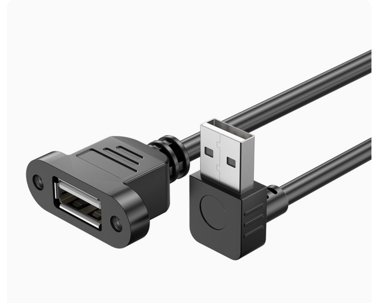 USB 2.0 Extension Cable, Type A Male to Female Panel Mount Cable | Up Angle