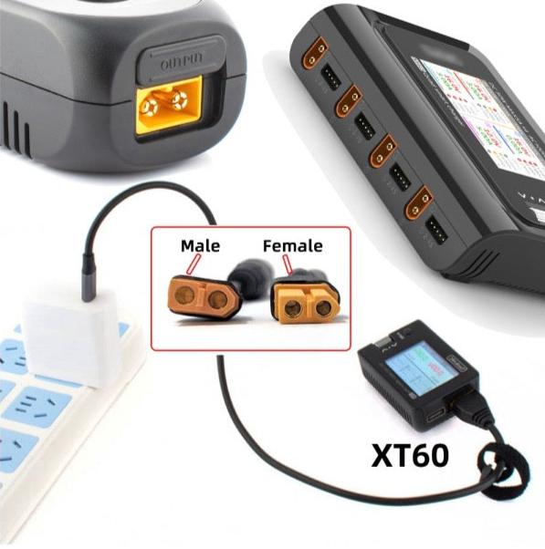 XT60 Male SC100 Protocol to XT60 Female Fast Charging Adapter