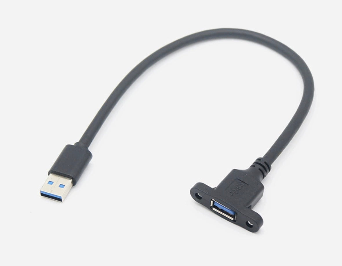 USB 3.0 Extension Cable, USB A Male to A Female Panel Mount Connector