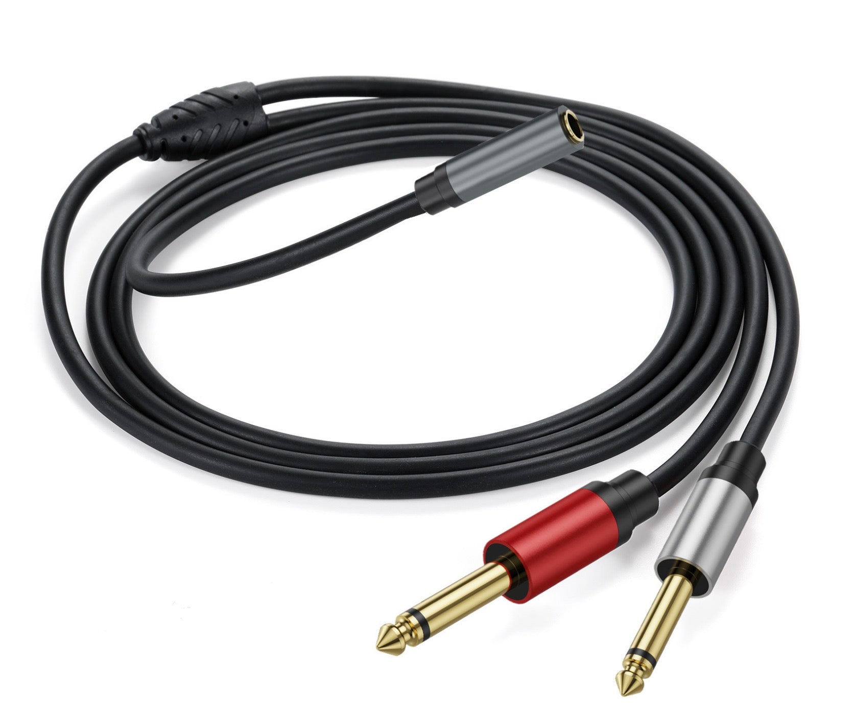 1/4" Stereo to Dual 1/4" Mono Insert Cable, 3.5mm Quarter inch Female TRS to Dual 1/4 Inch Male Y Audio Splitter