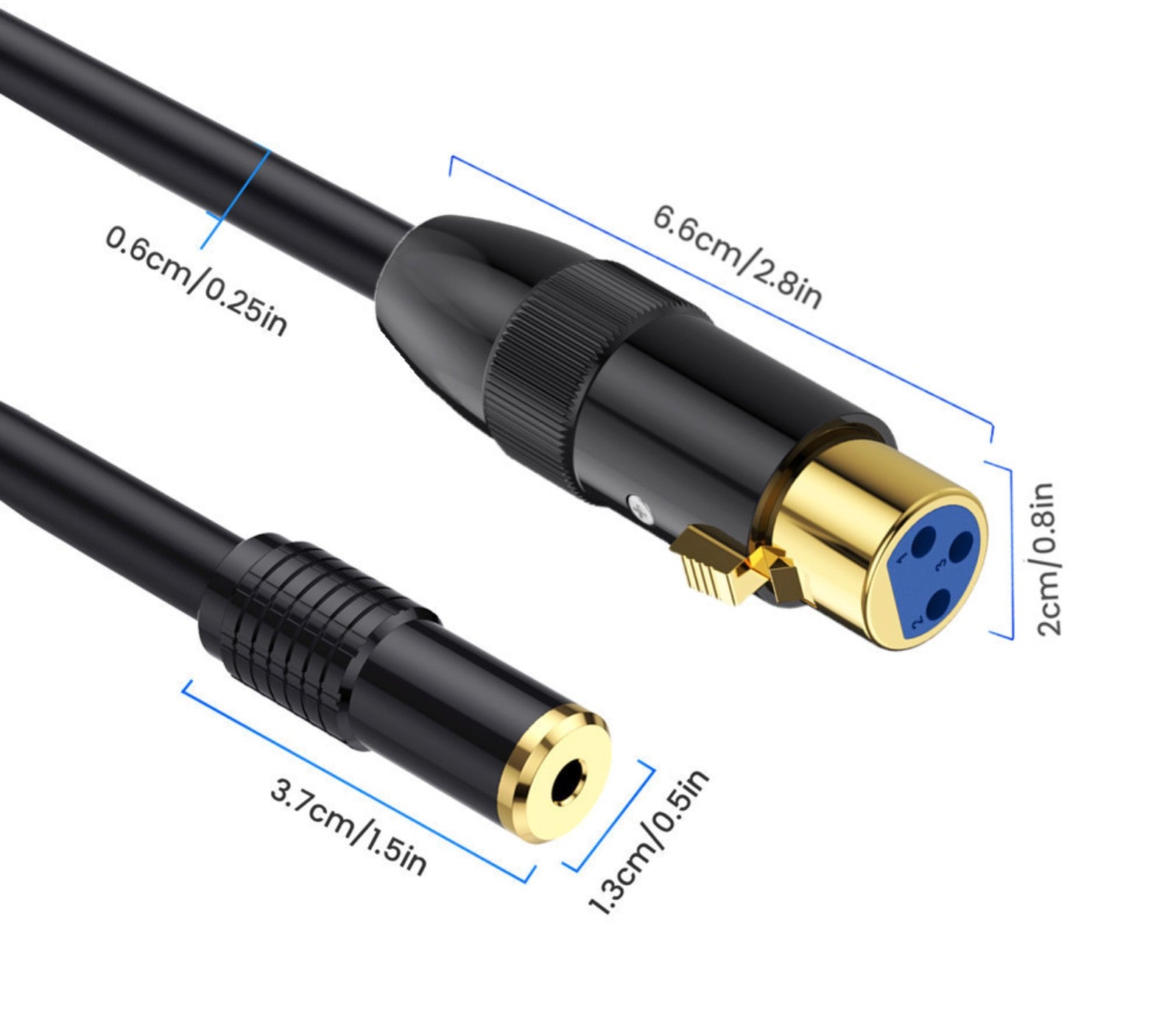 XLR to 3.5mm 1/8 Stereo Cable, Balanced XLR Female to 3.5mm Female TRS Mini Jack Audio Extension Cable