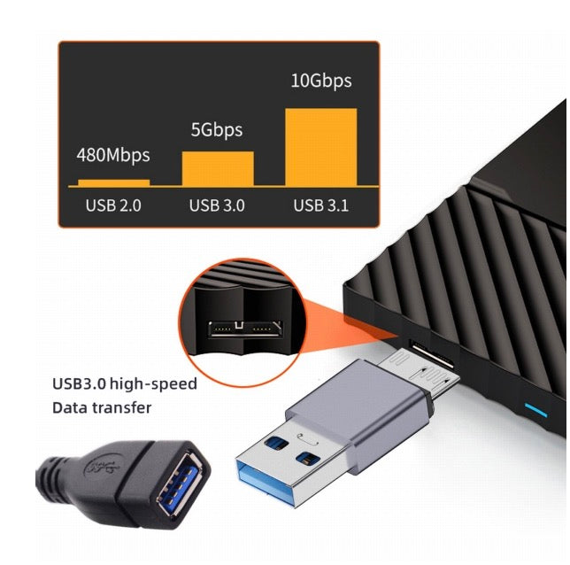 USB 3.0 to Micro B Data Charging Extension Adapter