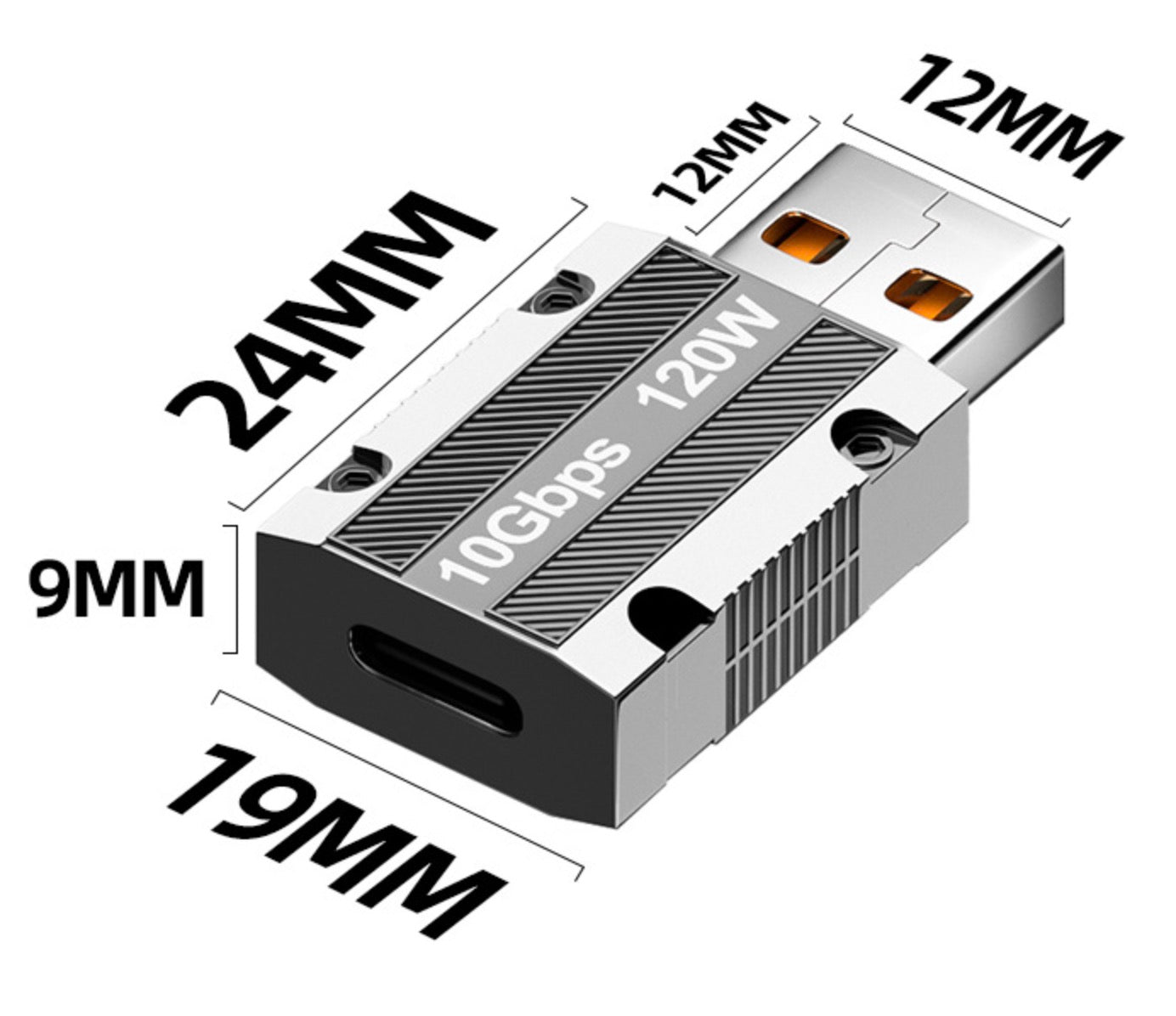 USB 3.0 A Male to USB C Female Data Power Adapter 10Gbps 120W