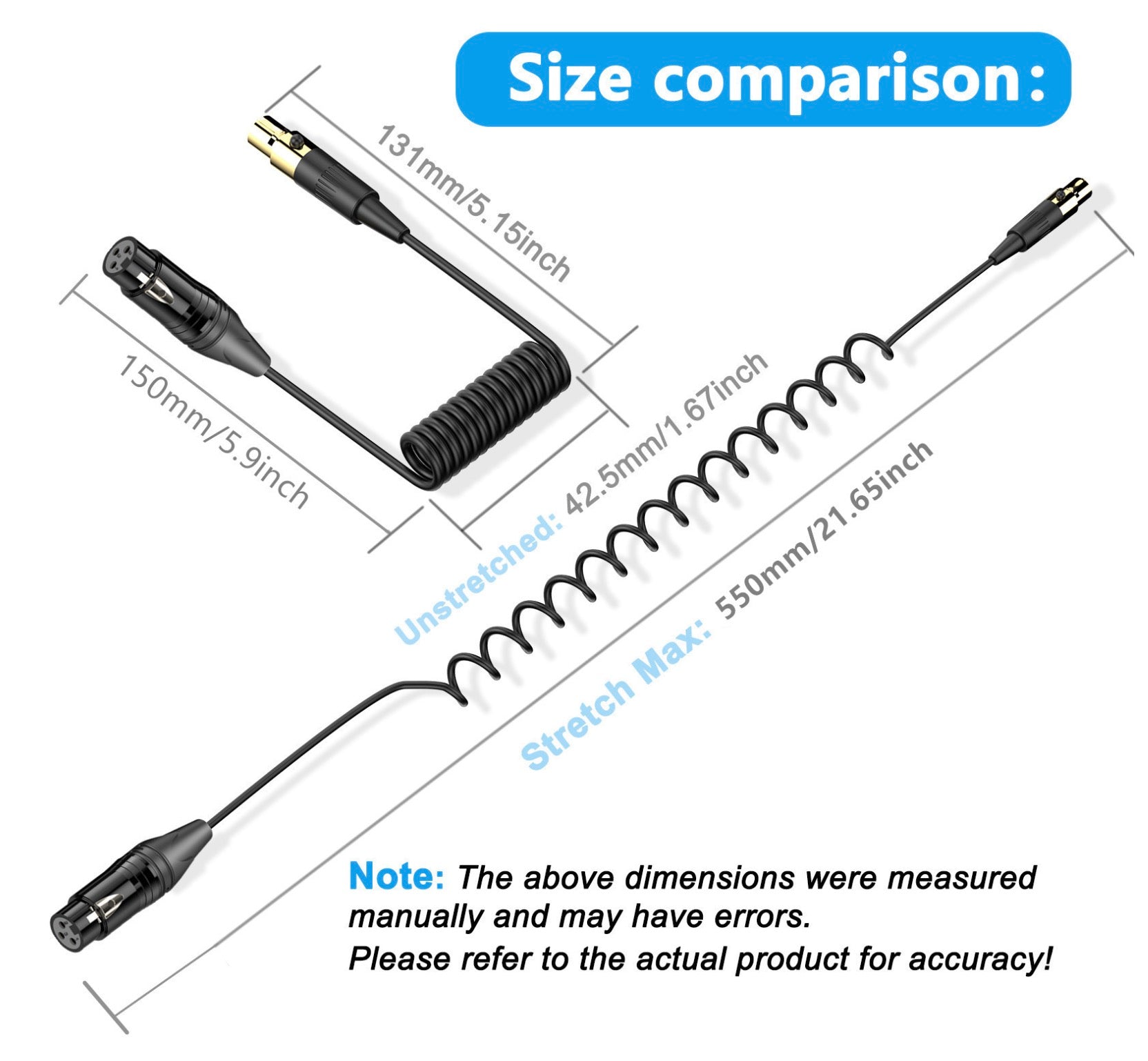 XLR to Mini XLR Microphone Cable, 3Pin XLR Female to 4Pin Mini XLR Female Extension Adapter