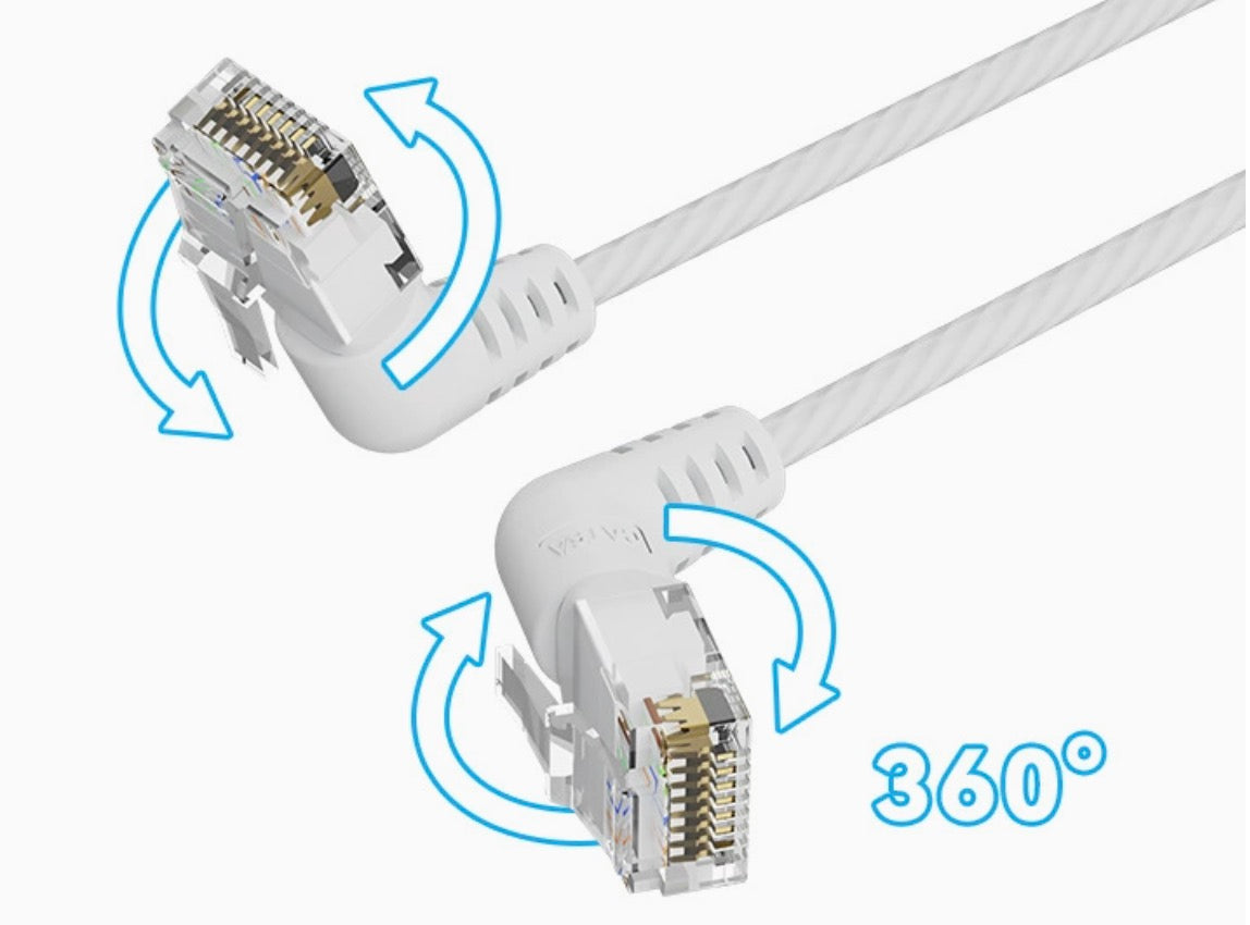 Cat6A UTP Ethernet Patch Cable, 360 Degree Rotation RJ45 Slim Network Lan Router Cord