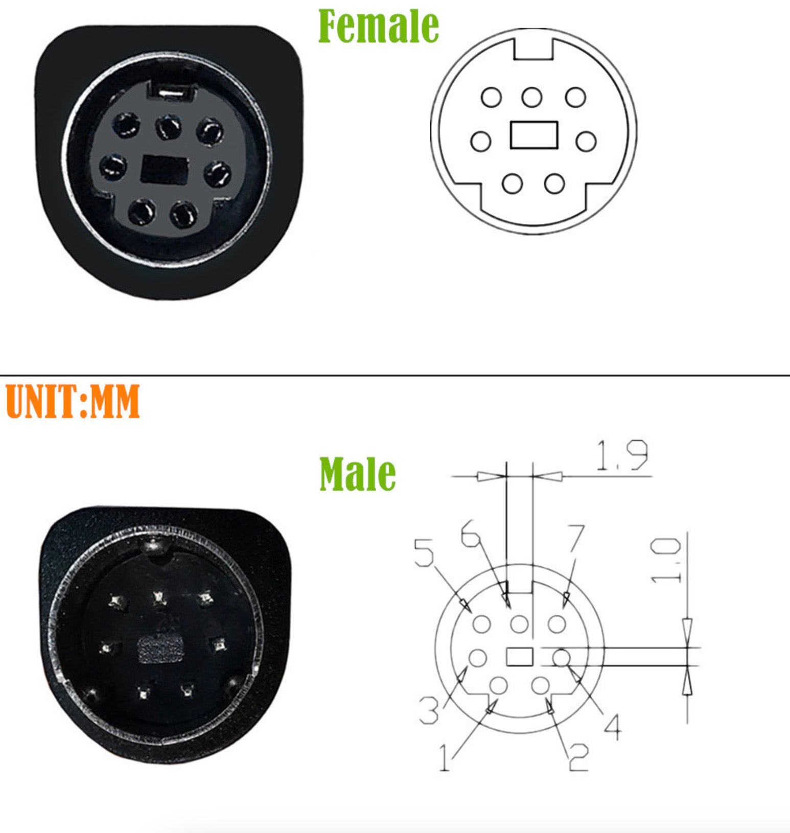 Mini DIN 7-Pin Audio Video Extension Cable, 7 Core Male to Female L Shape S-Video Cable