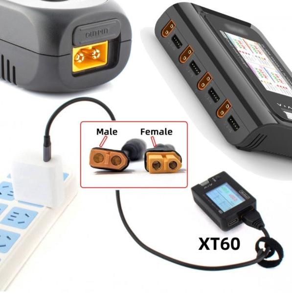 XT60 Male SC100 Protocol to DC 7.4x5.0mm Female Fast Charging Adapter