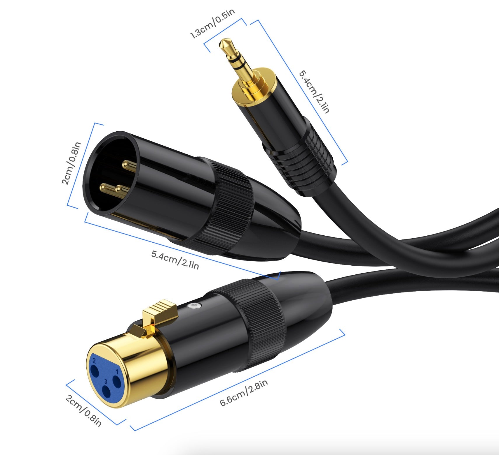 XLR to 3.5mm Y Splitter | TRS Stereo Male to XLR Male+ Female Interconnect Audio Microphone Cable