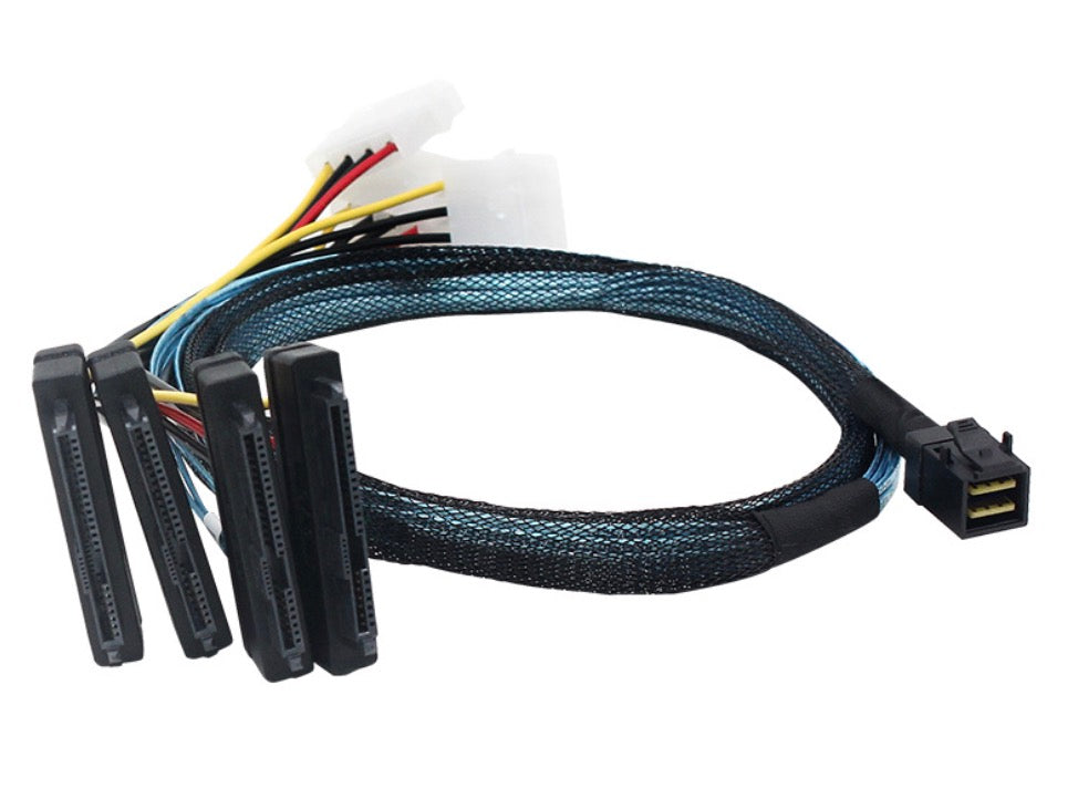 SFF-8643 Internal Mini SAS HD to 4 x 29pin SFF-8482 Power Port 12GB/S Cable