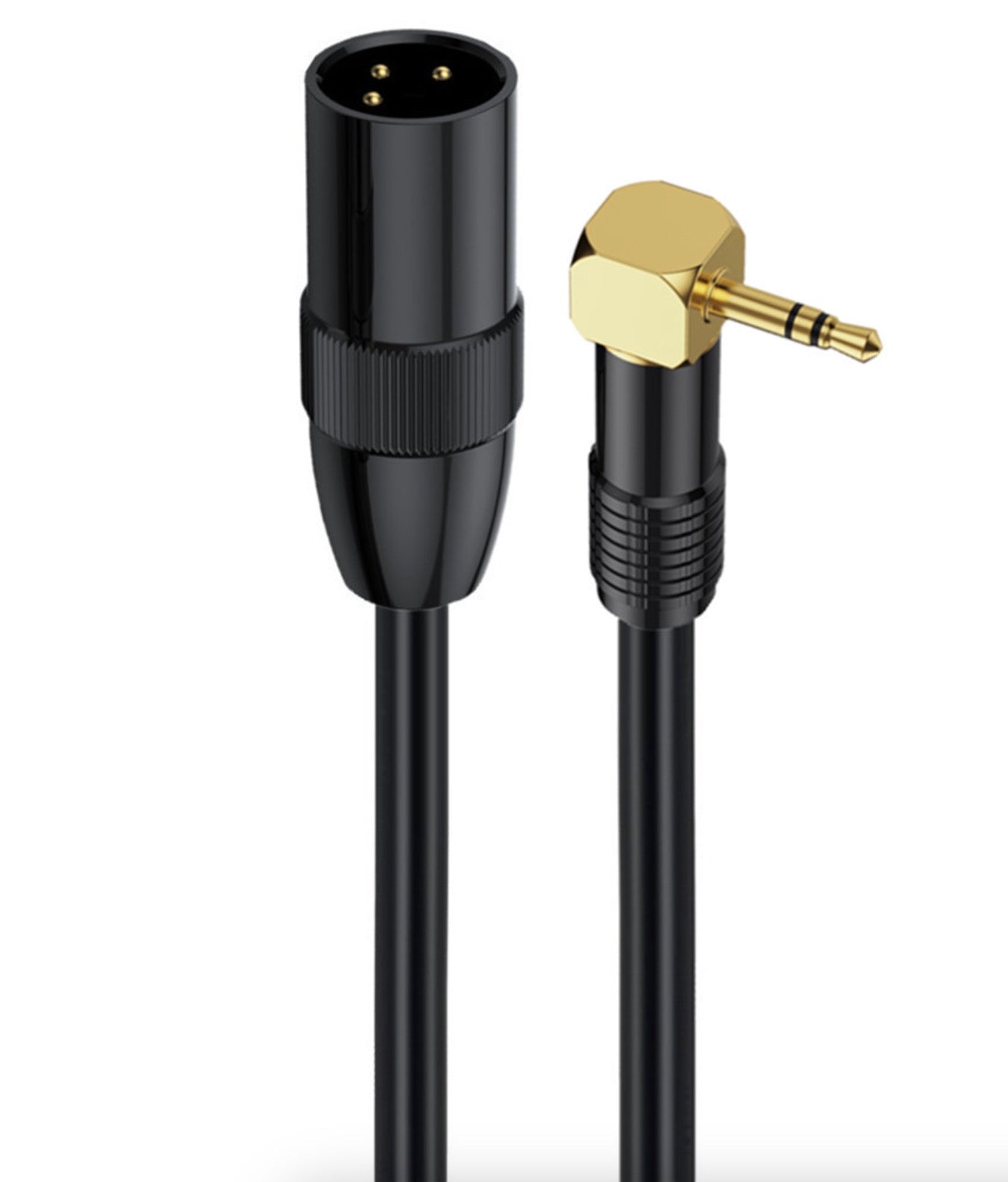 XLR to 3.5mm 1/8 Stereo Cable, Balanced XLR Male to 3.5mm TRS Angled Male Audio Extension Cable