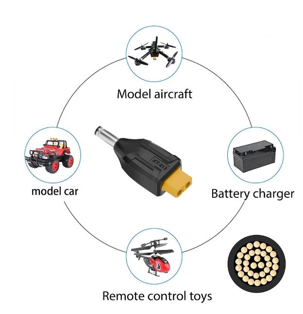 XT60 Female SC100 Protocol to DC 5.5x2.1mm Male Fast Charging Adapter