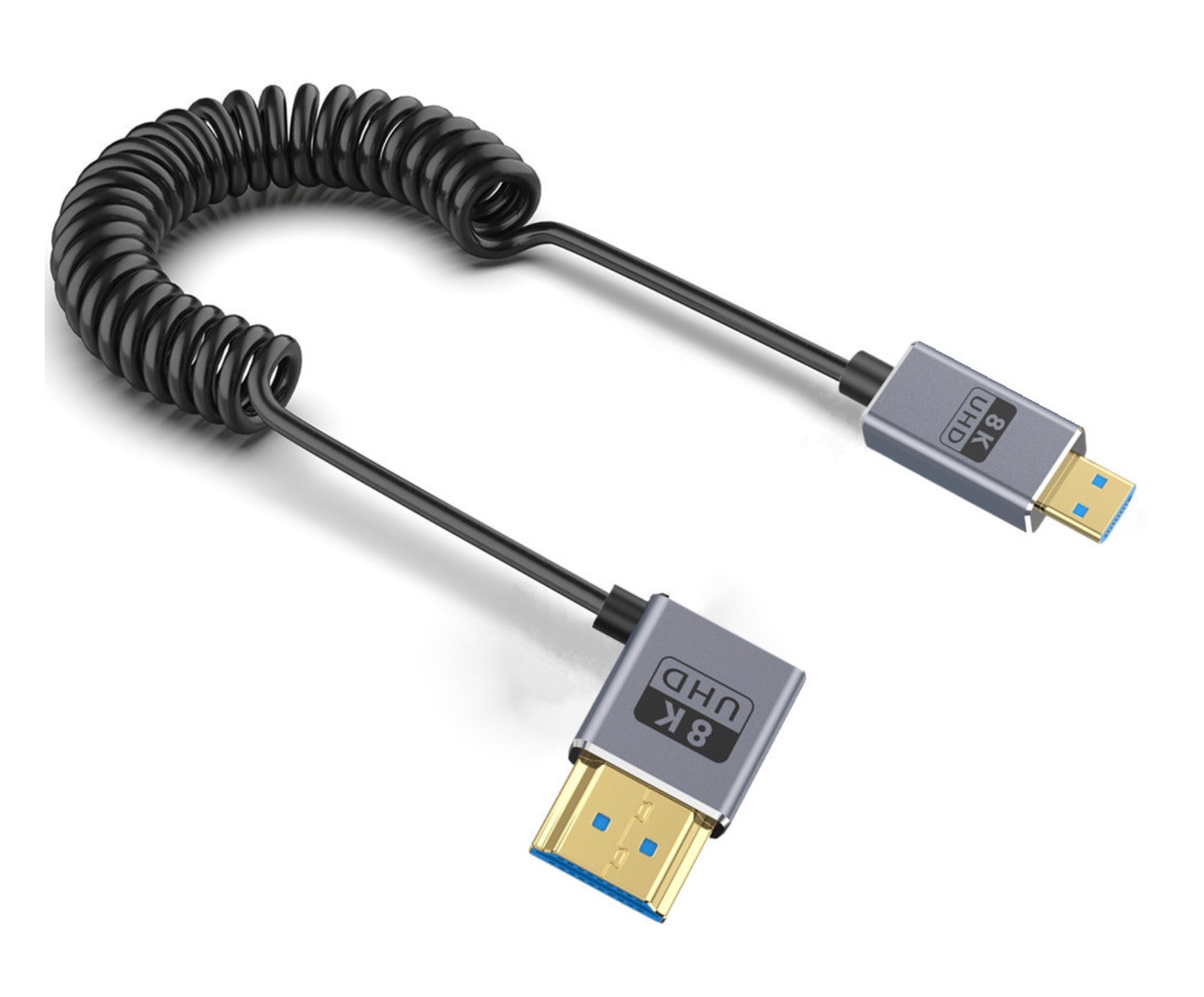 Micro HDMI to HDMI 2.1 Extreme Slim Coaxial Cable, Ultra High Speed 8K Audio Video Angled Cable