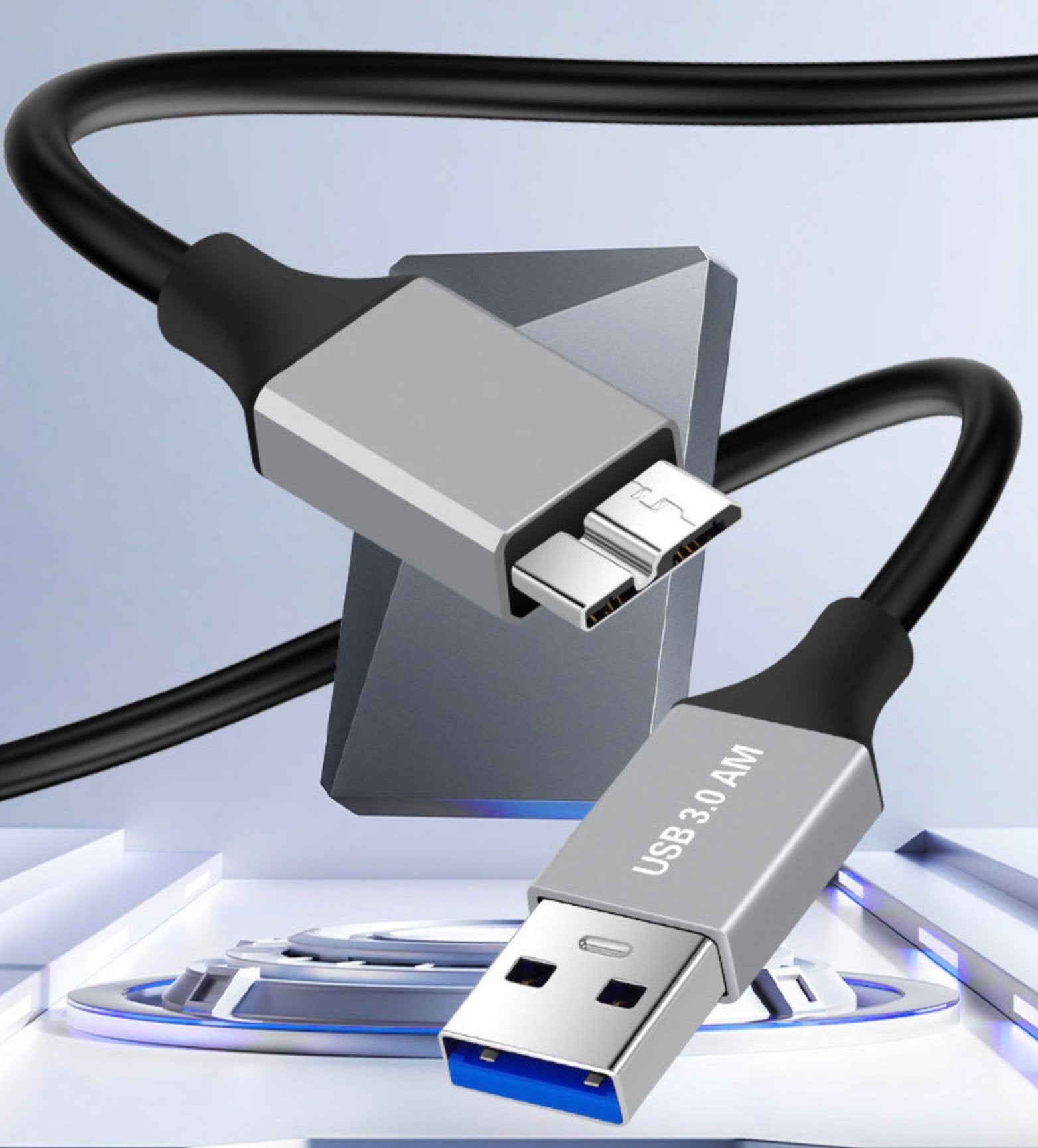 Micro B to USB 3.0 Type A External Hard Drive Cable