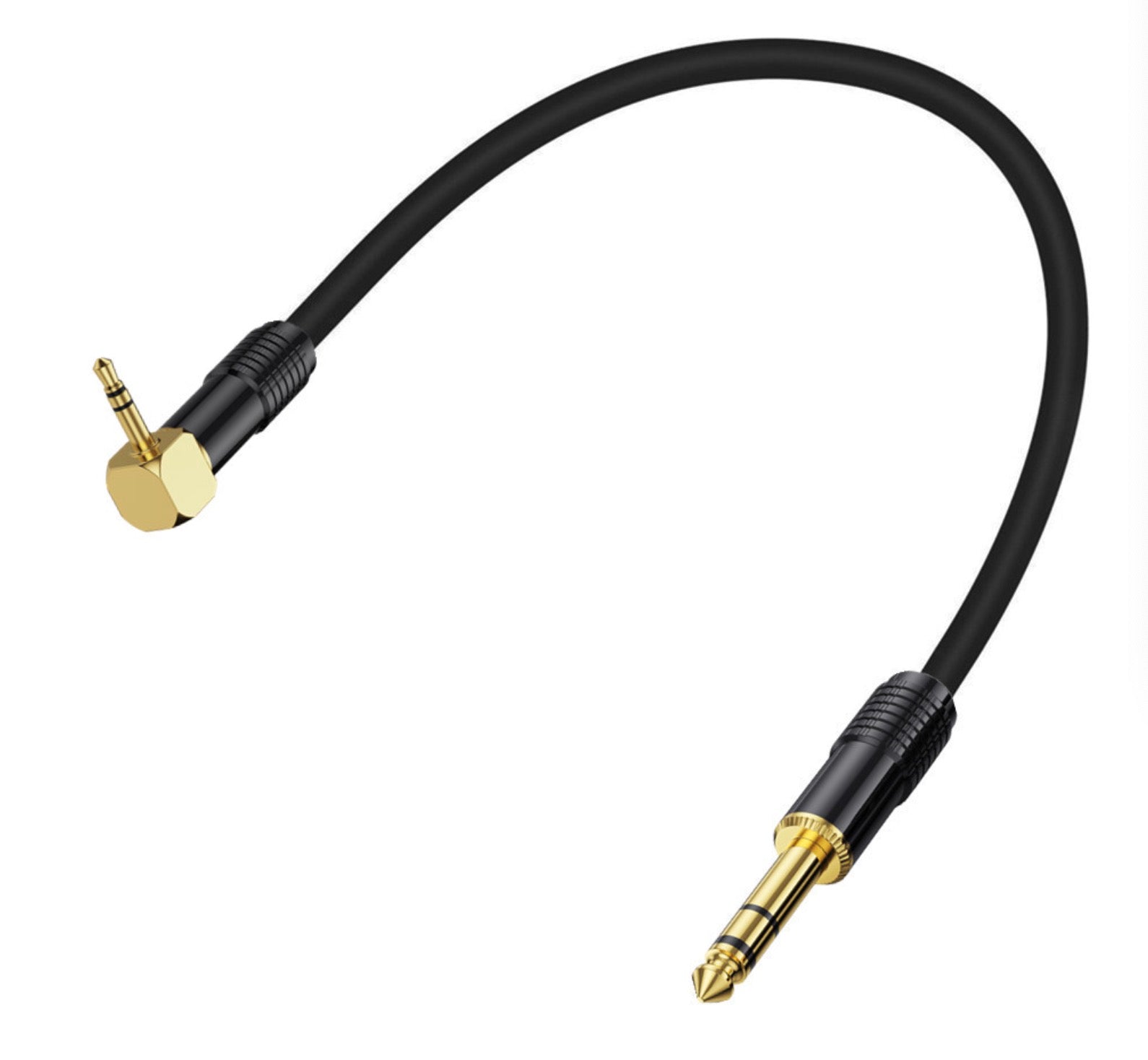 3.5mm to 6.35mm Stereo Audio Cable, 6.35mm 1/4" Male to 3.5mm 1/8" Male TRS Bidirectional Stereo Angled Cable