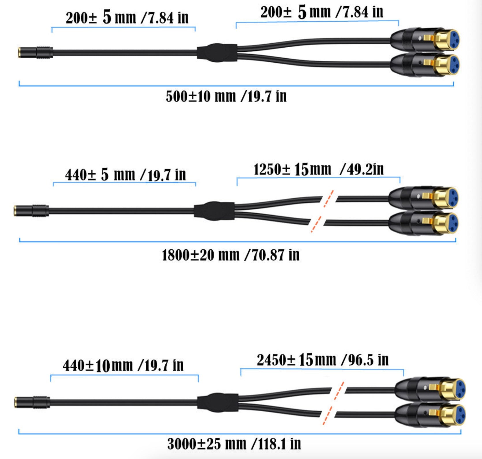 3.5mm 1/8 Inch TRS Female to Dual XLR Female Unbalanced Interconnection Cable for Microphone, Sound Card, Camcorder