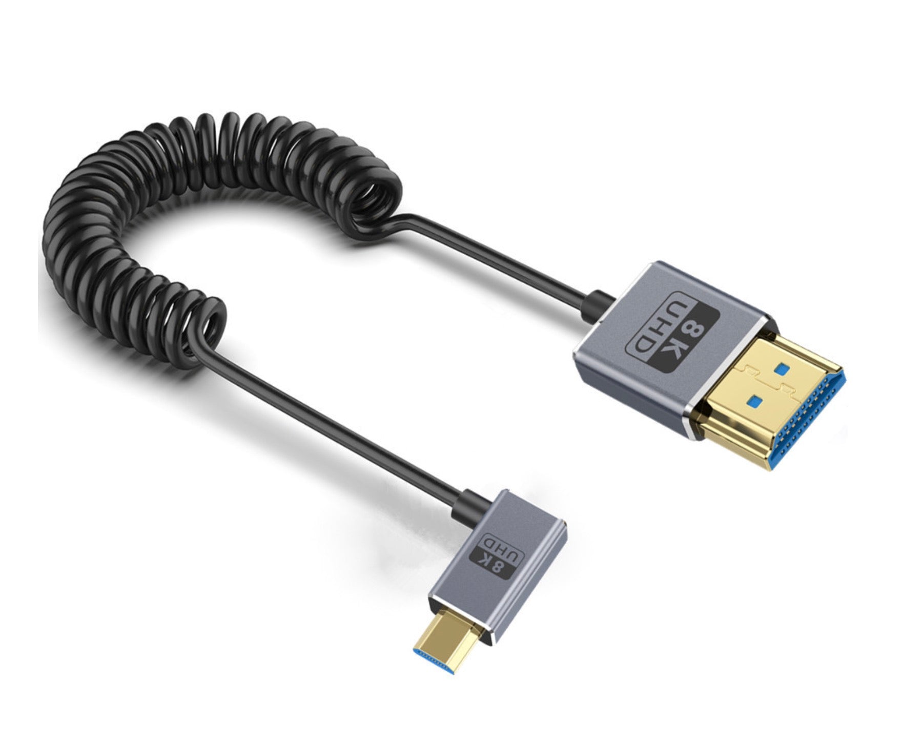 Micro HDMI to HDMI 2.1 Extreme Slim Coaxial Cable, Ultra High Speed 8K Audio Video Coiled Cable