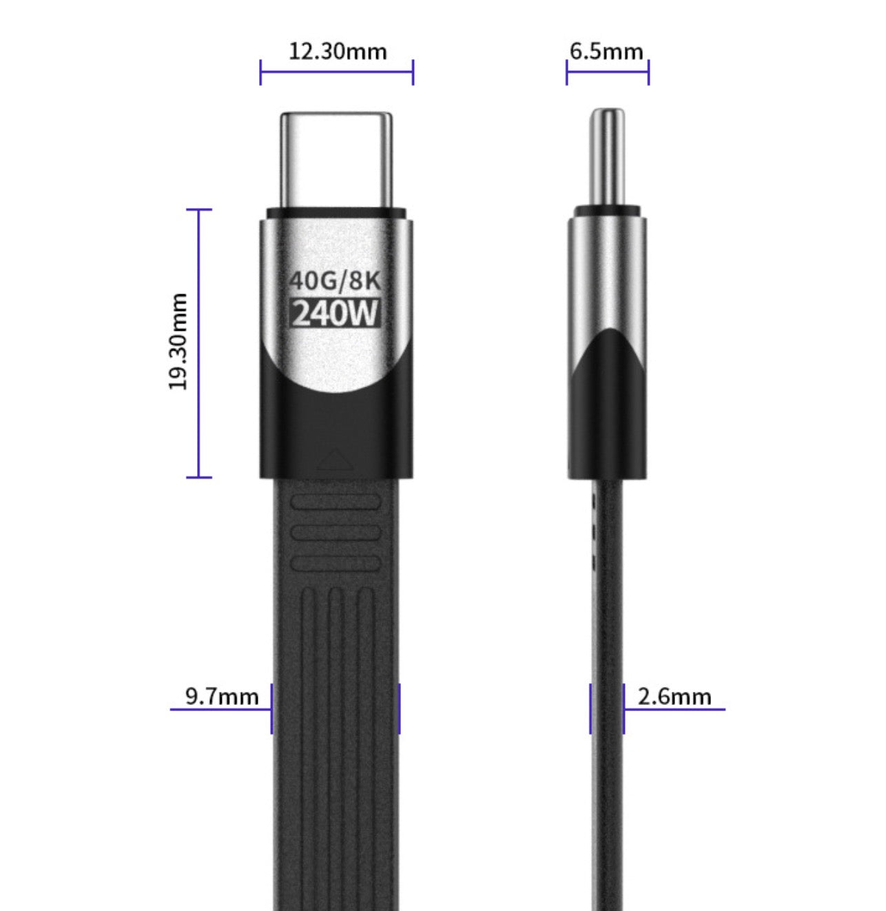 USB 4 FPC Fast Charging Cable, USB C to USB C PD240W | 40Gbps | 8K60Hz