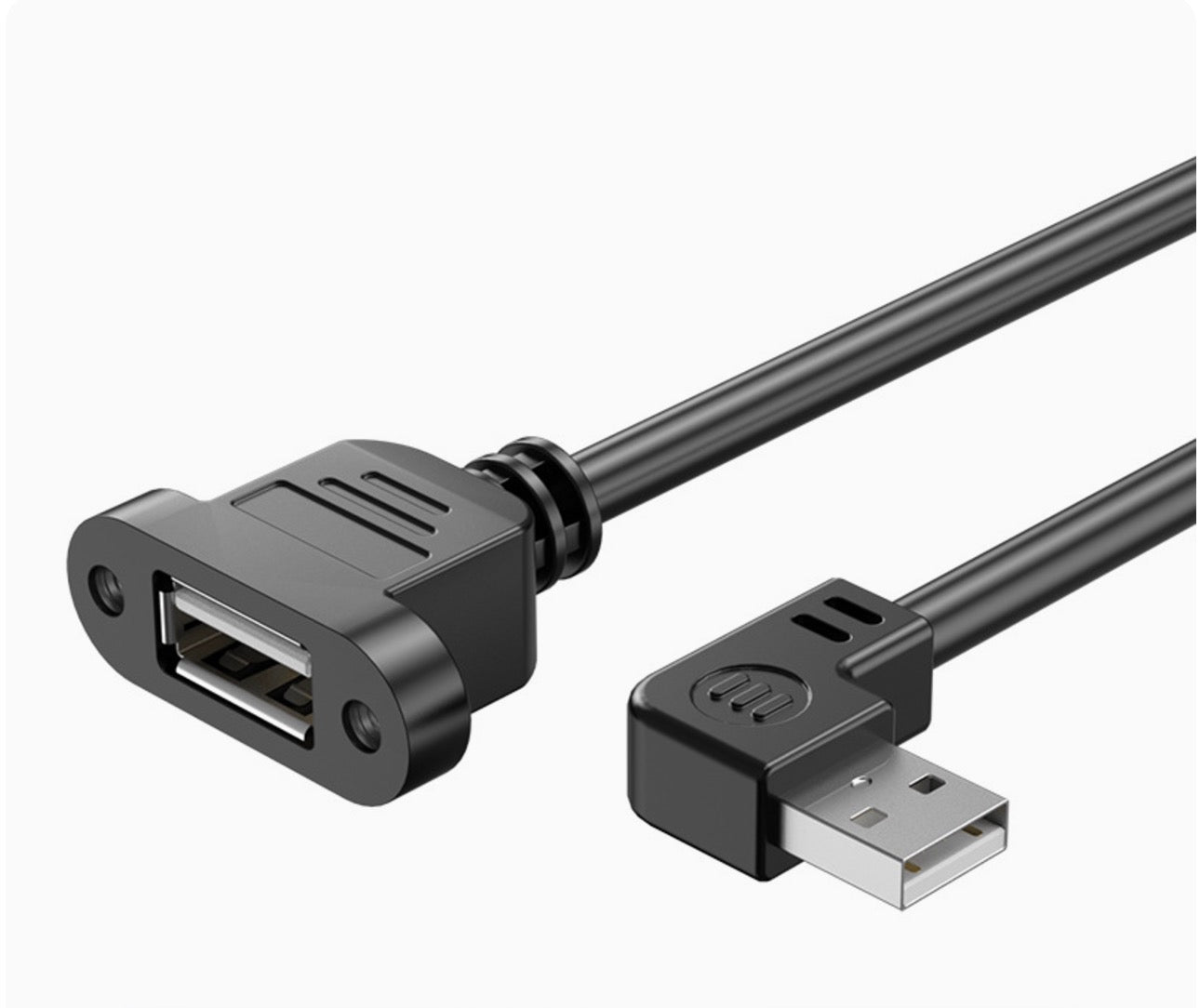 USB 2.0 Extension Cable, Type A Male to Female Panel Mount Cable | Left Angle