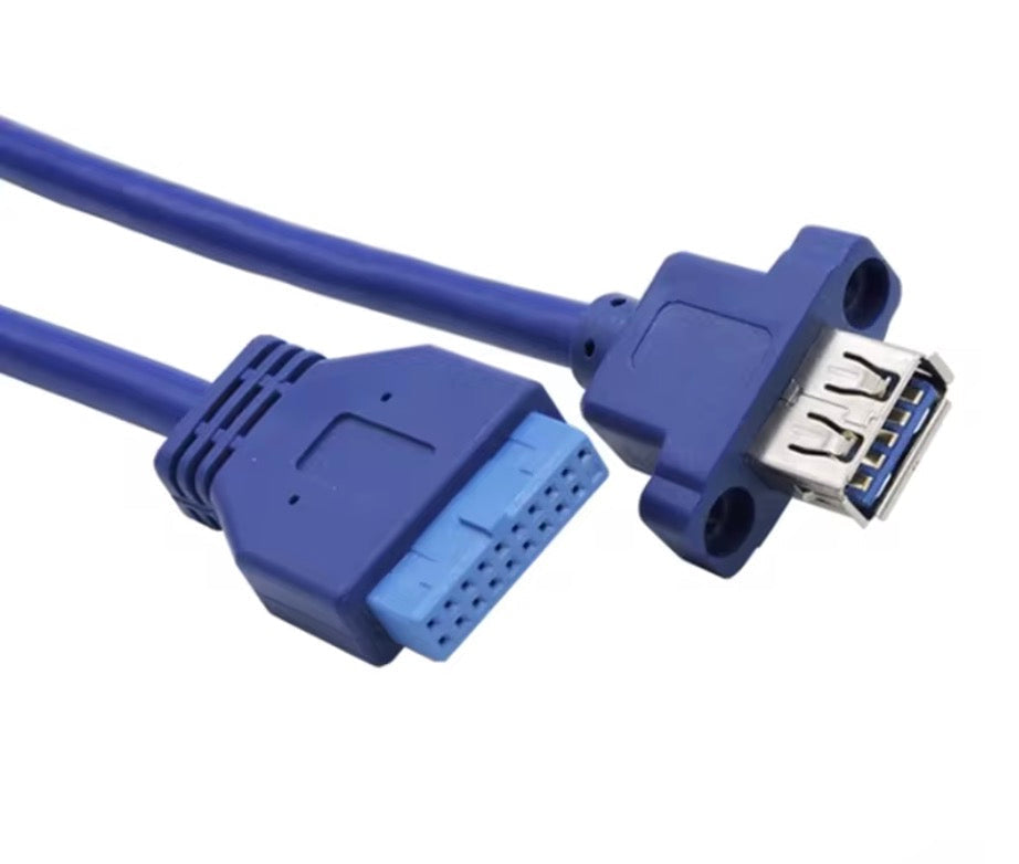 USB 3.0 20-Pin Header Female to USB 3.0 Type-A Female Panel Mount Cable