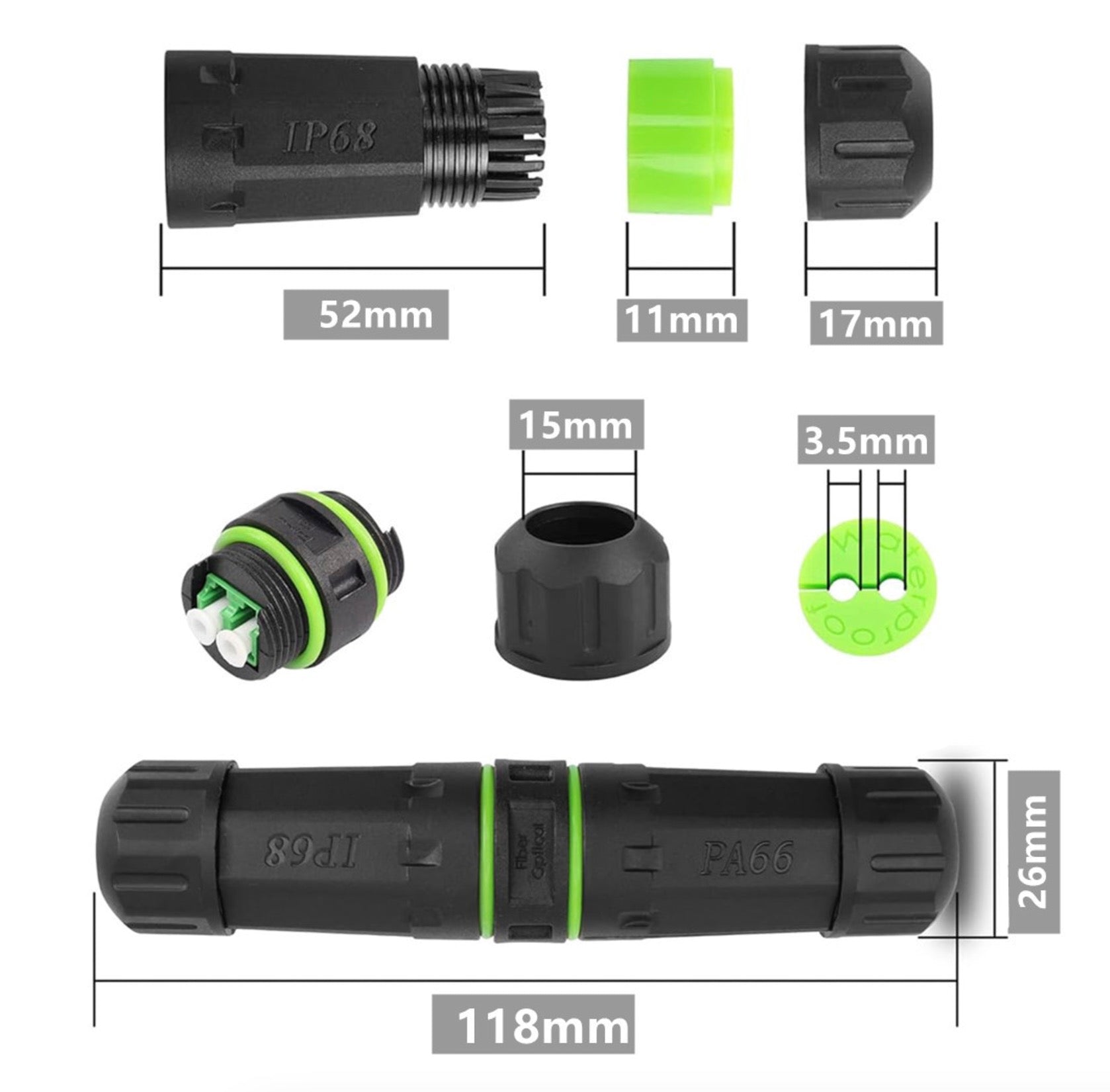 IP68 Waterproof Fiber Optical Coupler, LC to LC Outdoor Connector for Optic Network Lan Patch Panel