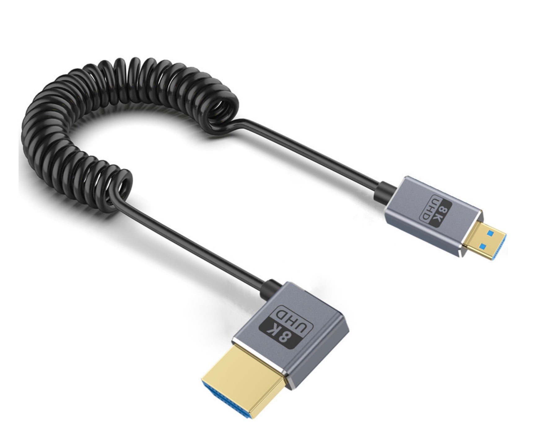 Micro HDMI to HDMI 2.1 Extreme Slim Coaxial Cable, Ultra High Speed 8K Audio Video Angled Cable