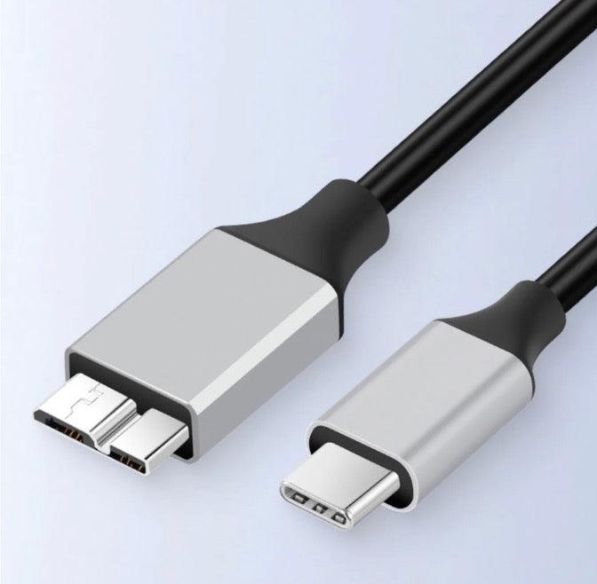 USB C Male to Micro B External Hard Drive Coiled Cable