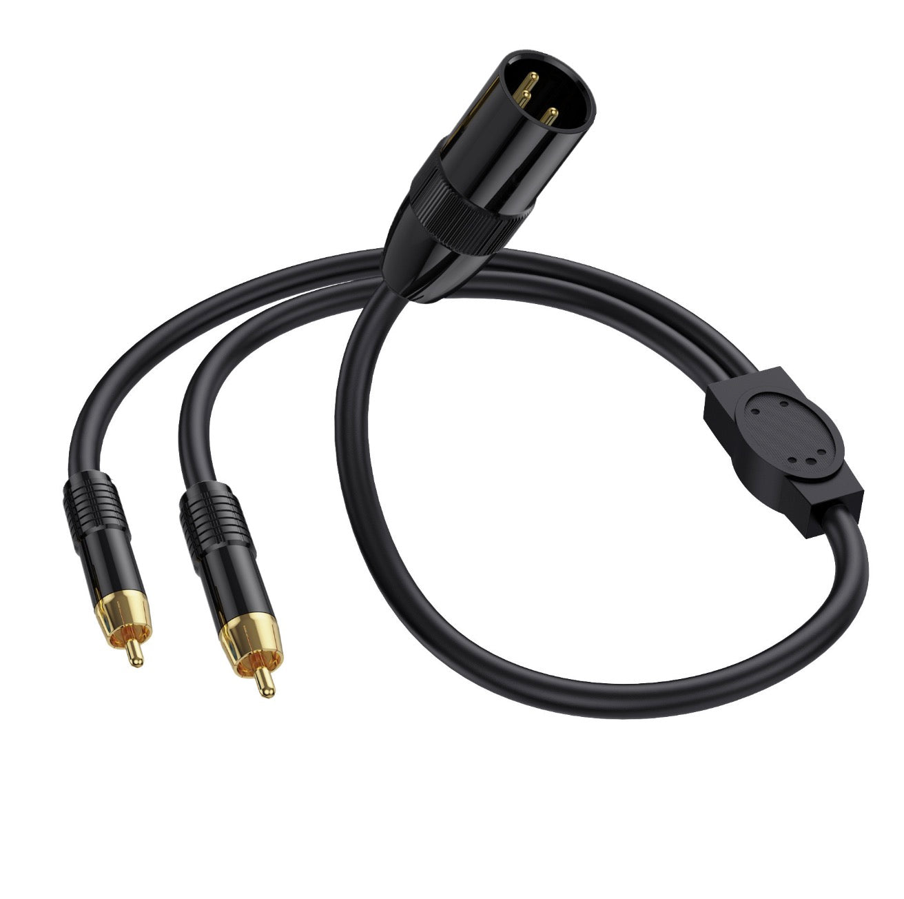 XLR Male to 2 x Phono RCA Y Splitter Patch Cable, 1 XLR Male 3Pin to Dual RCA Male Plug Stereo Audio Cable