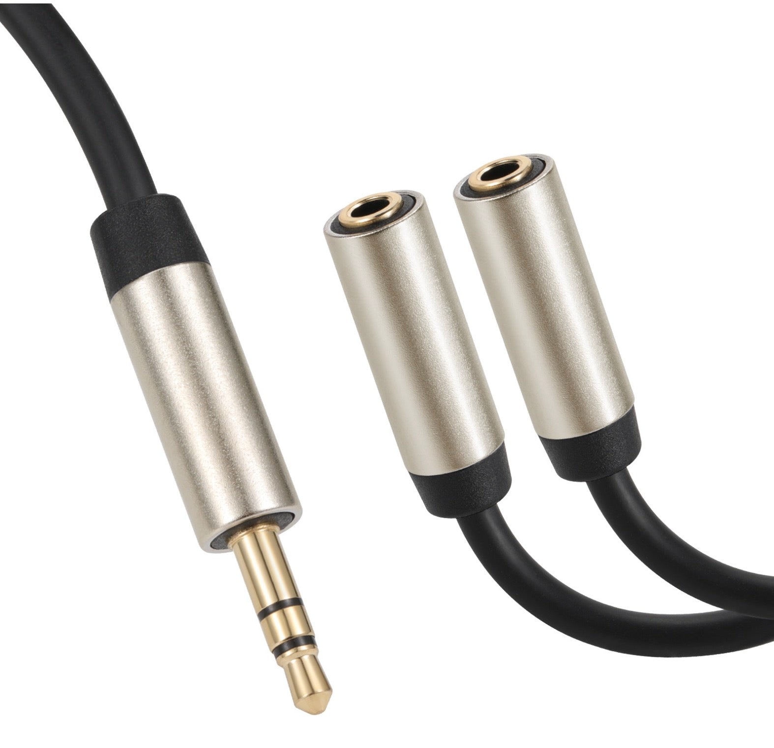 3.5mm Audio Stereo Y Splitter, 1/8 inch TRS Male to Dual 1/8 inch TRS Female Aux Extension Cable