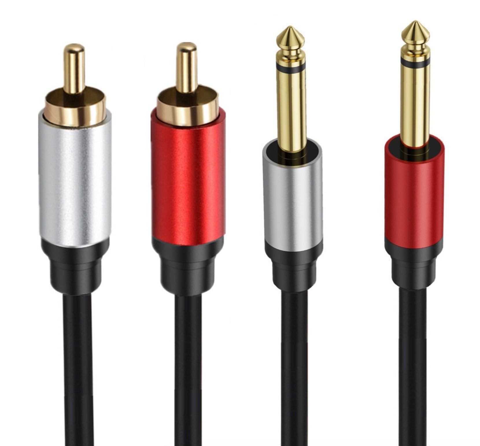 Dual 1/4 inch TS to Dual RCA Stereo Audio Interconnect Cable, 2 x 6.35mm 1/4 inch Male TS to 2 x RCA Male Y Splitter