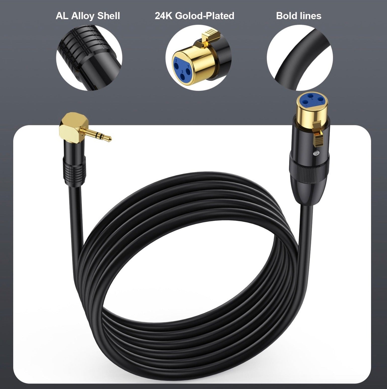 3.5mm to XLR Audio Cable | 3.5mm (1/8 Inch) TRS Stereo Male to XLR 3Pin Female Microphone Interconnect Extension Cable