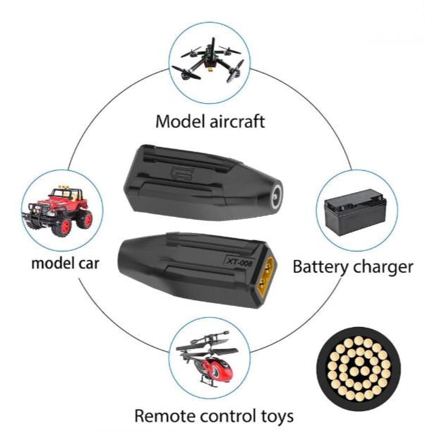 XT60 Male SC100 Protocol to DC 5.5x2.5mm Female Fast Charging Adapter