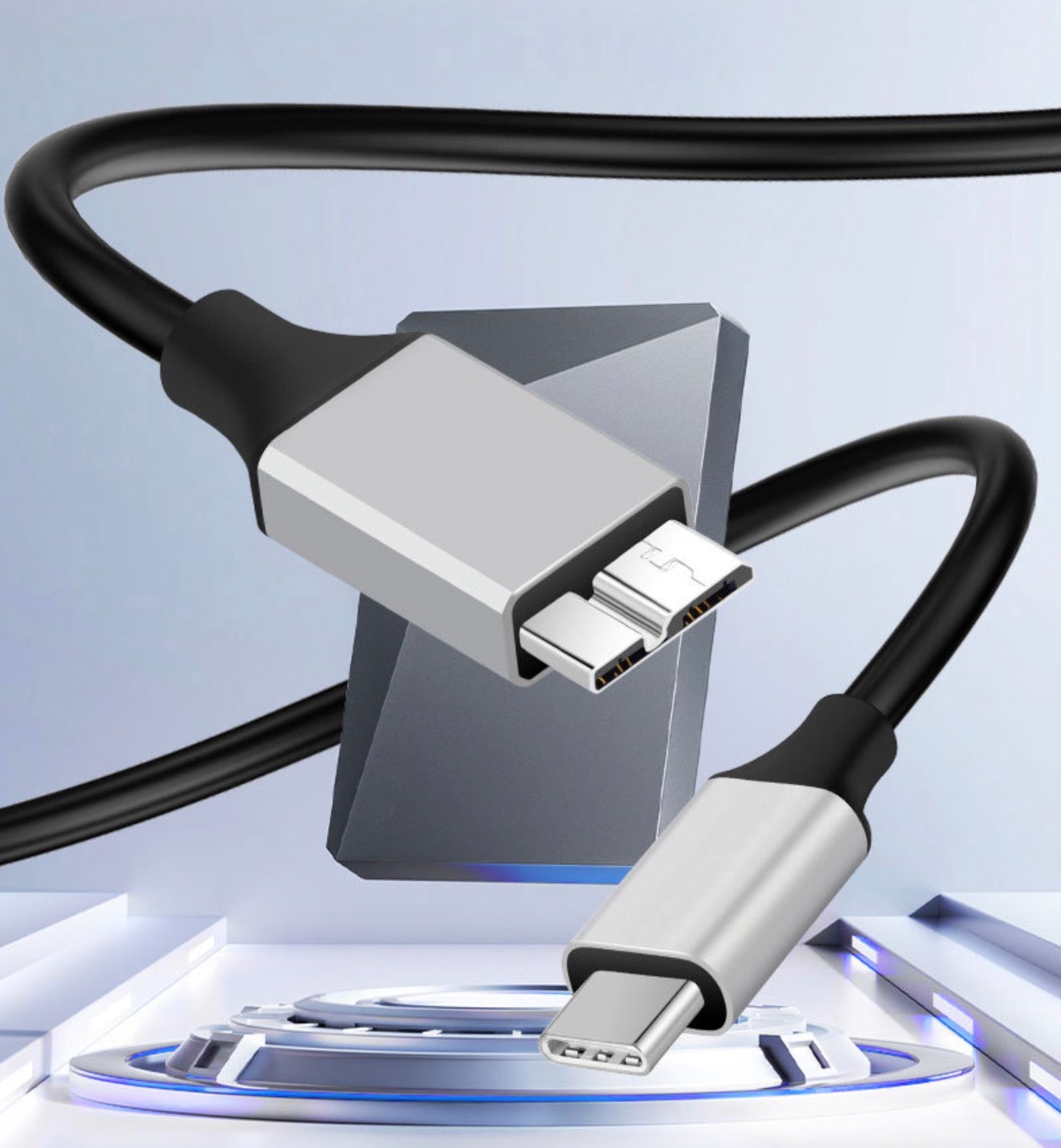 USB C Male to Micro B Male Hard Drive Data Cable