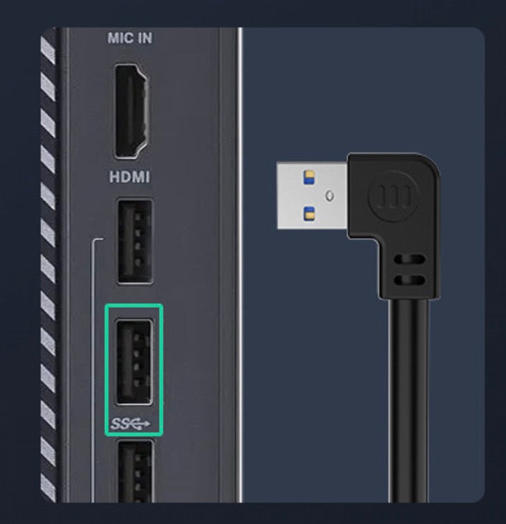 USB 3.0 Cable, A Male to A Female Panel Mount Extension Connector | Left Angle