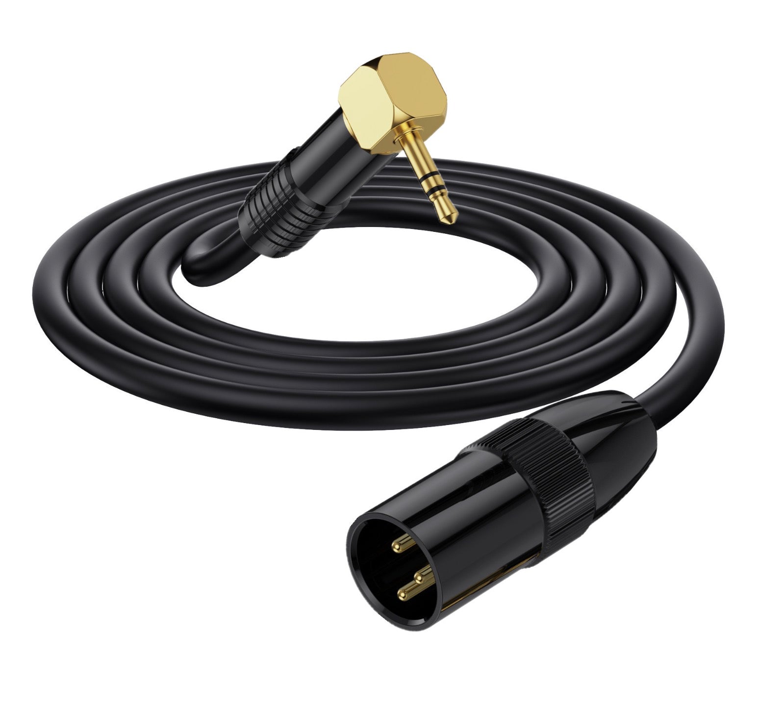 XLR to 3.5mm 1/8 Stereo Cable, Balanced XLR Male to 3.5mm TRS Angled Male Audio Extension Cable