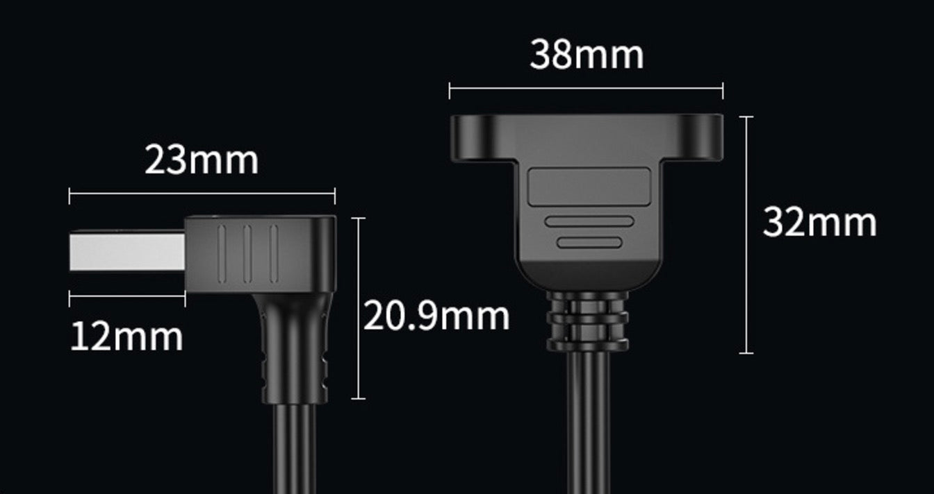 USB 3.0 Cable, A Male to A Female Panel Mount Extension Connector | Up Angle