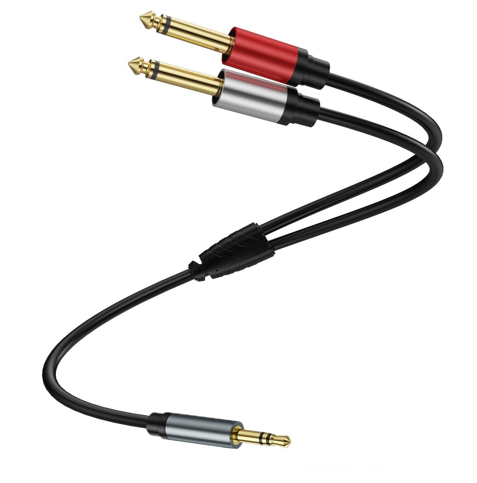 3.5mm to 6.35mm Cable, 3.5mm 1/8" TRS to Dual 6.35mm 1/4" TS Mono Y Splitter for Mixer, Amplifier