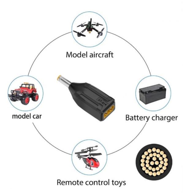 XT60 Male SC100 Protocol to DC 5.5x2.5mm Male Fast Charging Adapter