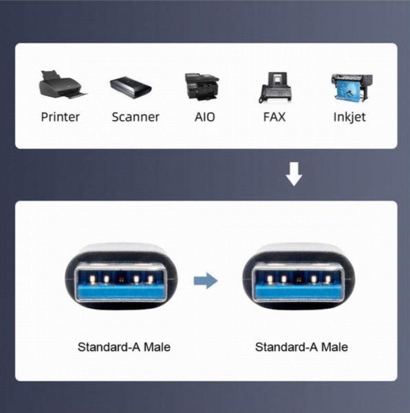 USB 3.0 Type A Male to USB 3.0 A Male Data Extension Stretch Cable 5Gbps