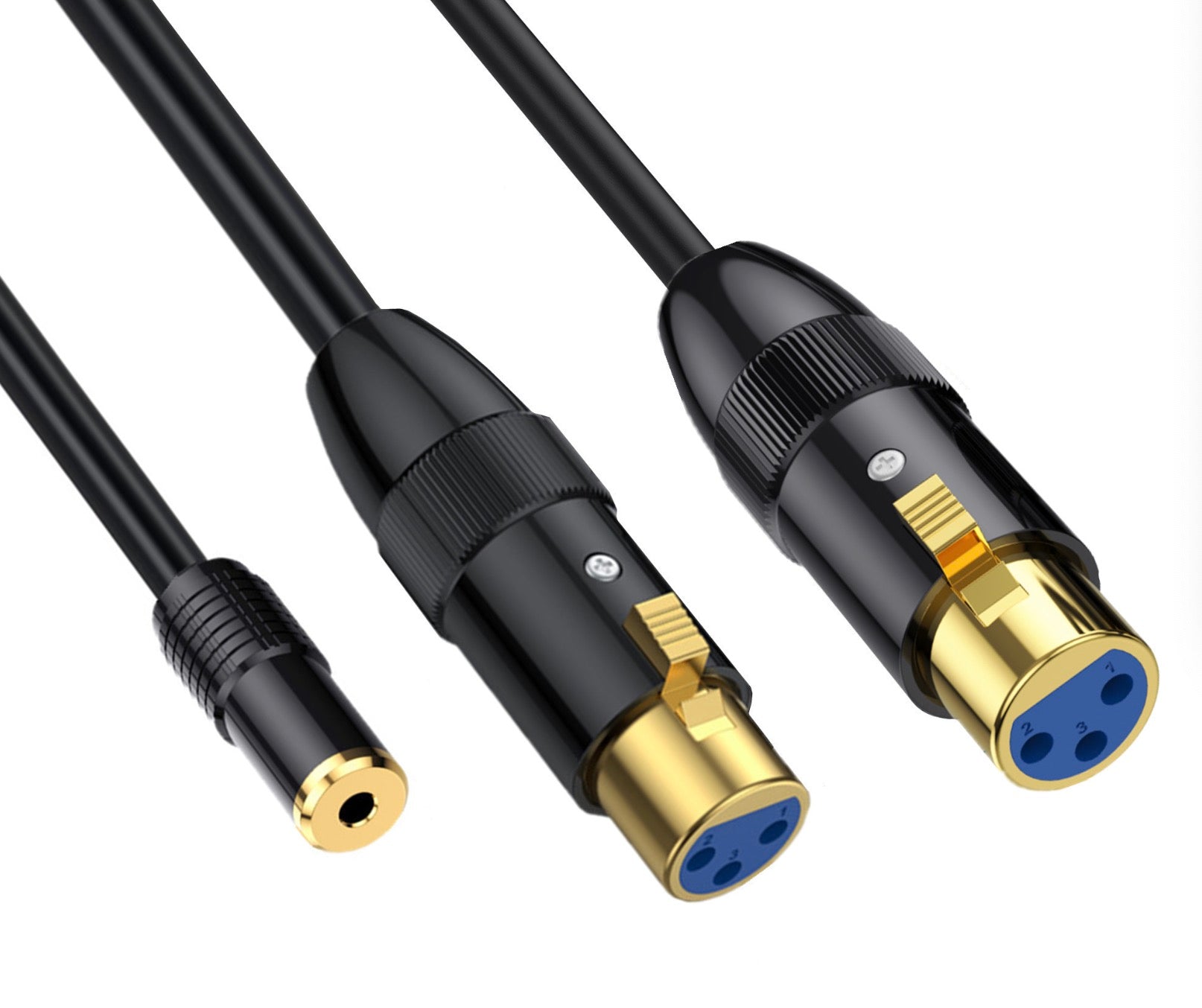 3.5mm 1/8 Inch TRS Female to Dual XLR Female Unbalanced Interconnection Cable for Microphone, Sound Card, Camcorder