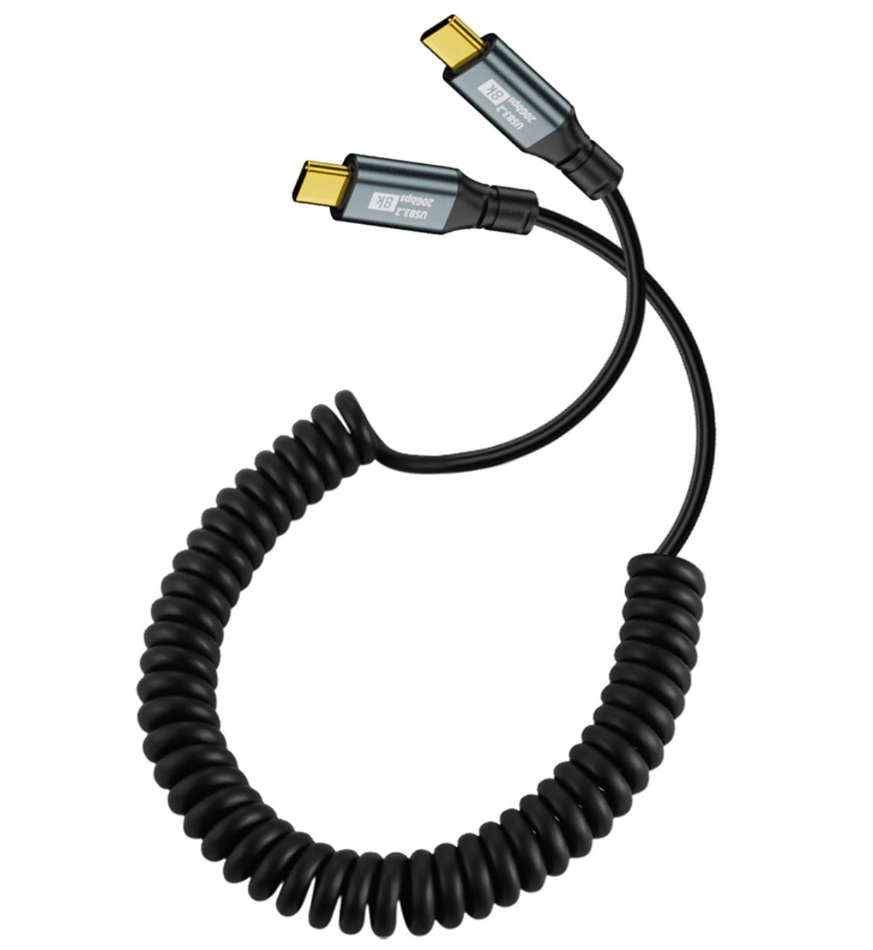 USB C to USB C Data PD Fast Charging Coiled Cable | 100W 20Gbps