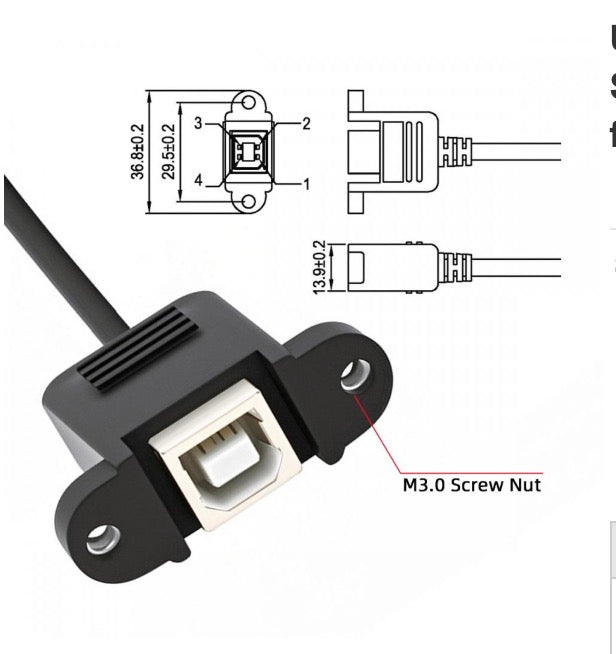 Motherboard 9pin Header Female to Standard USB 2.0 Type B Female Panel Mount Extension Cable