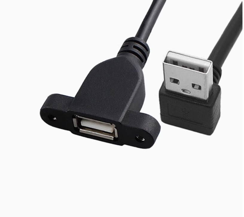 USB 2.0 A Extension Cable, Type A Male to Female Panel Mount Cable