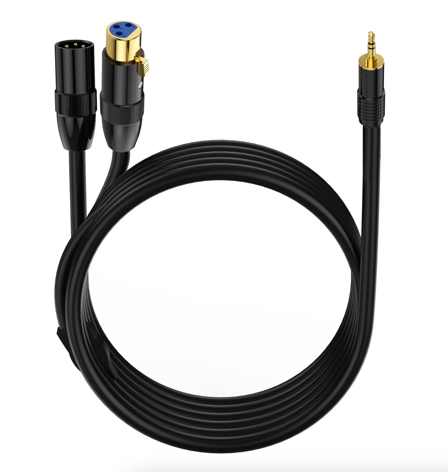 XLR to 3.5mm Y Splitter | TRS Stereo Male to XLR Male+ Female Interconnect Audio Microphone Cable