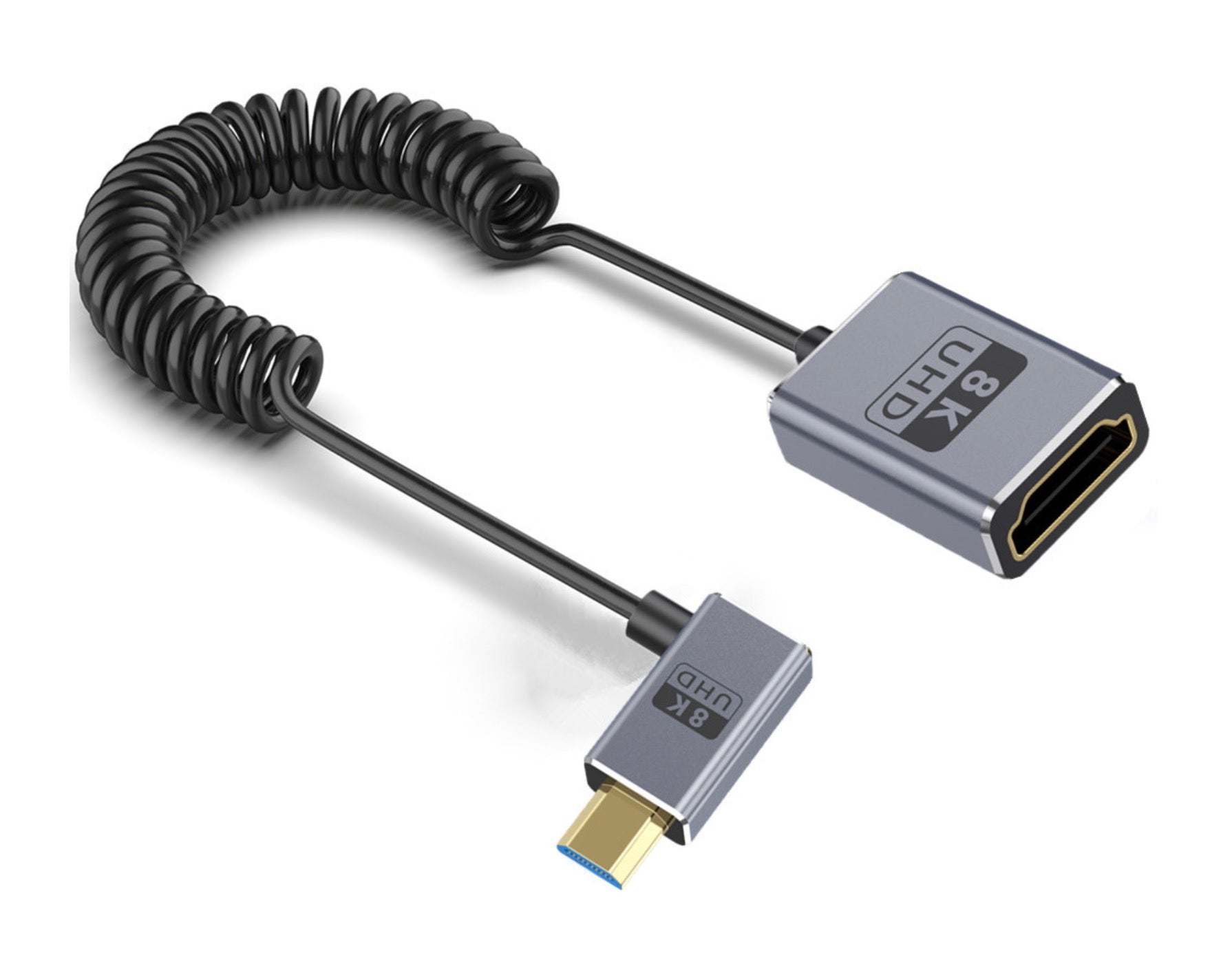 Ultra Thin 8K Micro HDMI Extension Cable, Micro HDMI Male to HDMI Female High Speed Coiled Cable | 8K@60Hz