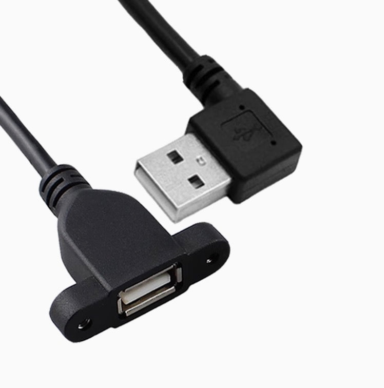 USB 2.0 A Extension Cable, Type A Male to Female Panel Mount Cable