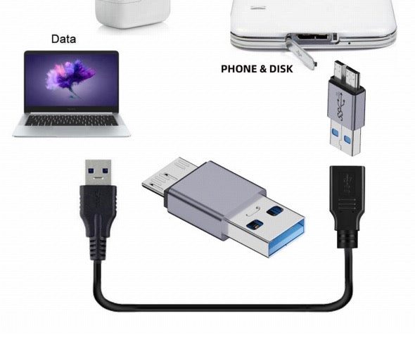 USB 3.0 to Micro B Data Charging Extension Adapter