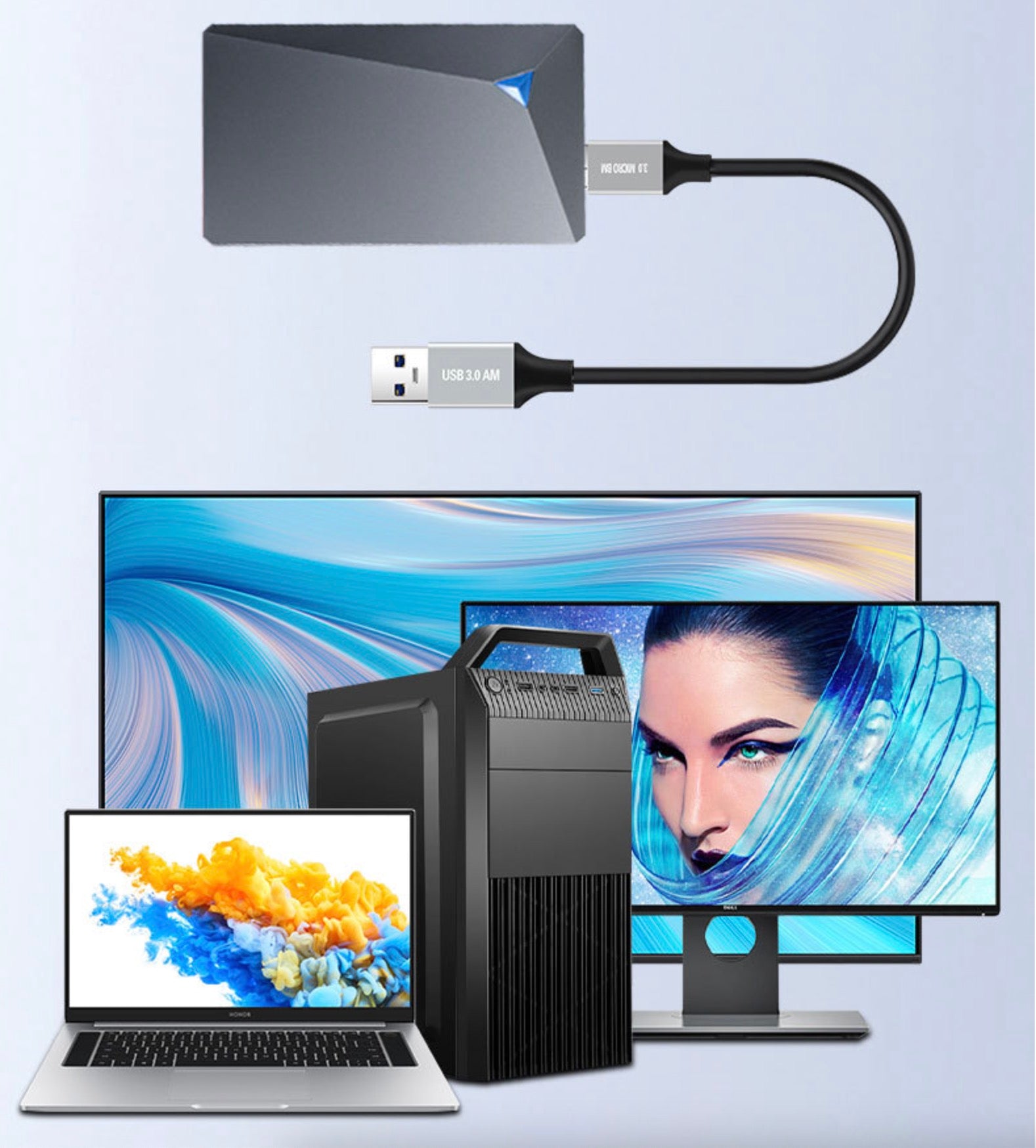 Micro B to USB 3.0 Type A External Hard Drive Cable