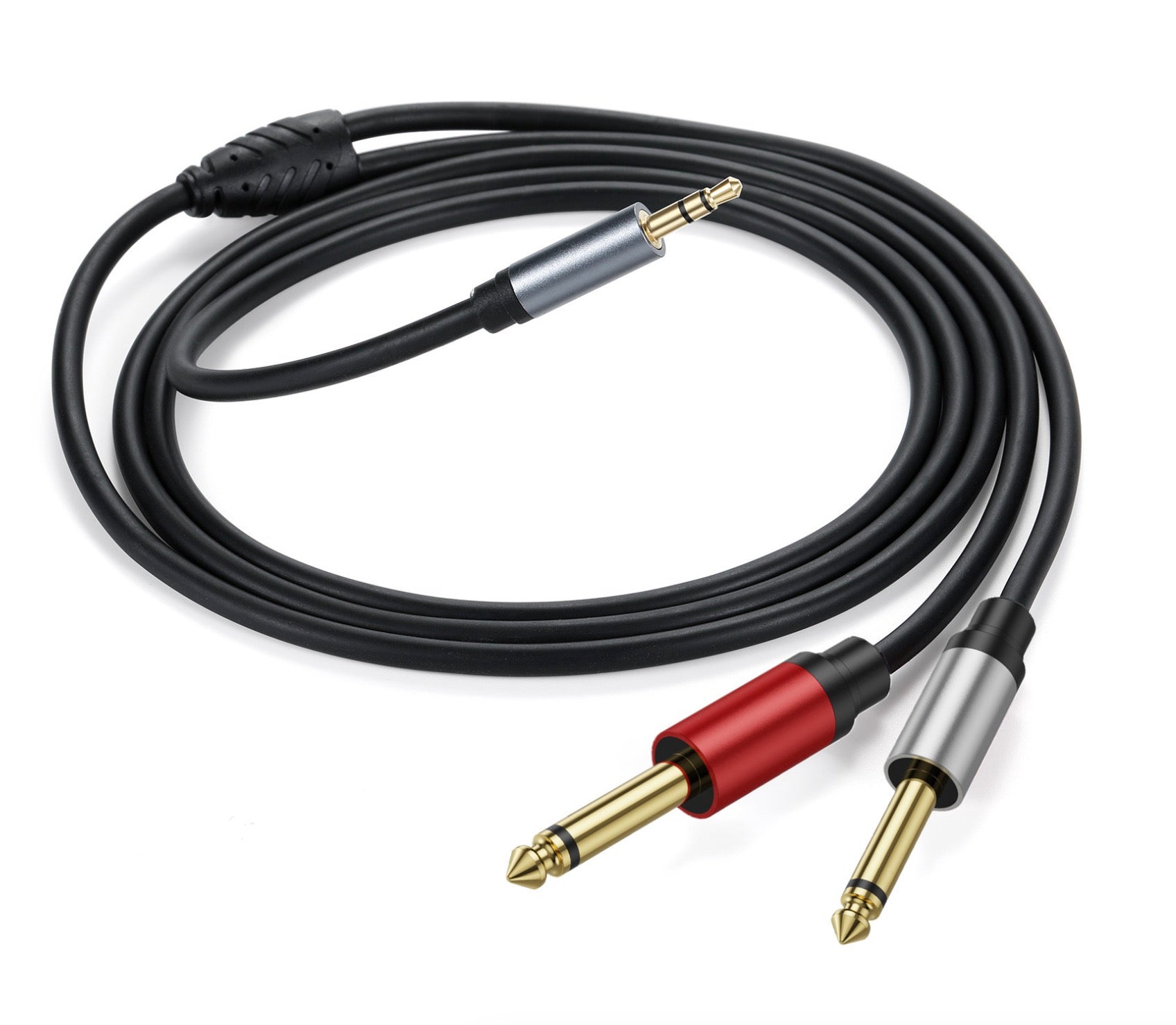 3.5mm to 6.35mm Cable, 3.5mm 1/8" TRS to Dual 6.35mm 1/4" TS Mono Y Splitter for Mixer, Amplifier