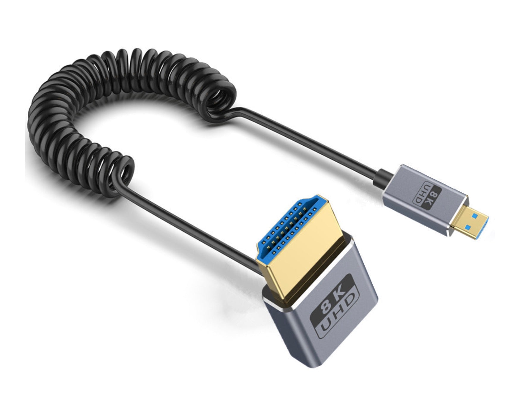 Micro HDMI to HDMI 2.1 Extreme Slim Coaxial Cable, Ultra High Speed 8K Audio Video Angled Cable